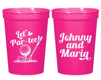 Let's Par-Tee Custom Golf Wedding Stadium Cups, Customized Stadium Cup Wedding Favors, Golf Themed Wedding Stadium Cups, Wedding Favor (459)