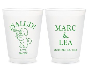 Salud Pet Wedding Frosted Cups, Personalized Pet Wedding Frosted Cup Favors, Customized Frosted Cups Wedding Favor, Custom Frosted Cup (430)