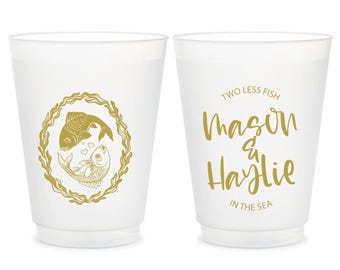 Two Less Fish In the Sea Frosted Cup, Personalized Wedding Frosted Cup, Custom Frosted Cup for Weddings, Personalized Frosted Cup Favor (27)
