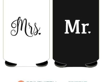 Mr and Mrs Can Cooler SET Personalized Bachelorette Party Can Coolers - Funny Can Coolers - Can Huggers - Free Shipping. MrsMr (57)