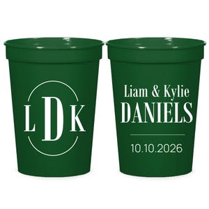 Custom Monogram Stadium Cups, Custom Monogram Plastic Cups Wedding Favors, Personalized Stadium Cup Wedding Favors, Custom Wedding Cup (179)