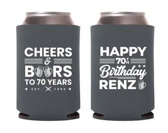 70th Birthday Can Coolers, Personalized Birthday Can Coolers, Can Coolers as Birthday Favors, Custom Can Coolers for Birthday Parties (256)