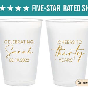 Custom Birthday Cups, Personalized Birthday Cup, 30th Birthday Cups, 30th Birthday Plastic Cup, Custom 30th Birthday Frosted Cup Favor (166) image 4
