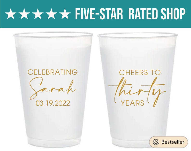 Custom Birthday Cups, Personalized Birthday Cup, 30th Birthday Cups, 30th Birthday Plastic Cup, Custom 30th Birthday Frosted Cup Favor (166) image 4