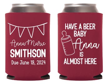 Baby Shower Favors, Custom Baby Shower Can Coolers, Baby Shower Can Coolers, Baby Shower Stubby Holder Favor, Baby Is Almost Here Favor (11)