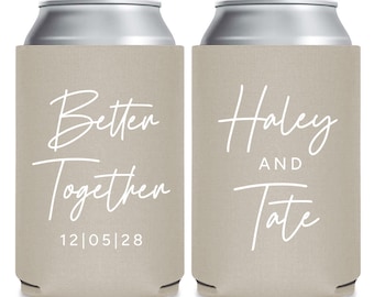 Personalized Wedding Can Coolers, Personalized Coolers, Personalized Beer Hugger Favors, Wedding Beer Holders, Custom Wedding Favor (411)