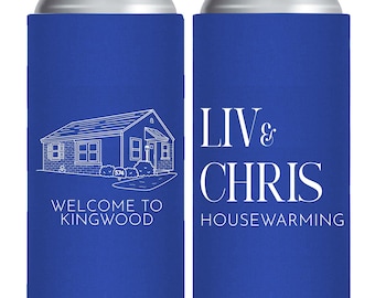 Personalized Venue Slim Can Coolers, Wedding Venue Slim Can Cooler Favors, Customized Wedding Slim Can Cooler Favors, Slim Can Coolers (429)