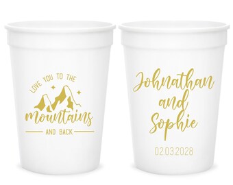 Love You To The Mountains and Back Stadium Cups Wedding Favors, Custom Wedding Plastic Cups Favors, Custom Stadium Cups Wedding Favors (186)