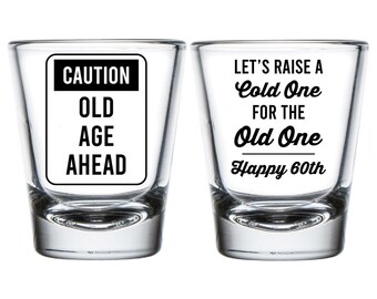 Personalized 60th Birthday Shot Glass, Custom Shot Glasses, Birthday Shot Glass as Favors, Shot Glasses for Guest, Party Shot Glasses (255)