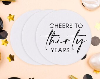 Personalized Birthday Coasters, Custom Favors & Gifts, Memorable Keepsake Coaster, Rustic Party Gift, Custom Birthday Party Coasters (351)