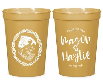 Two Less Fish In the Sea Stadium Cup, Personalized Wedding Stadium Cup, Custom Stadium Cup for Weddings, Personalized Stadium Cup Favor (27)
