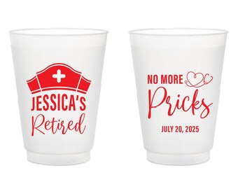 No More Pricks Retirement Party Frosted Cups, Retired Nurse Frosted Cup Party Favors, Customized Retirement Party Frosted Cup As Favor (387)