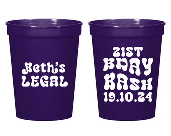 21St Birthday Bash Stadium Cups, Personalized 21St Birthday Bash Stadium Cups Favors, Legal Birthday Stadium Cups, Custom Stadium Cups (378)