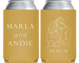 Personalized Wedding Can Coolers, Customized Wedding Can Cooler Favors, Portrait Wedding Can Cooler Favor, Customized Can Cooler Favor (427)