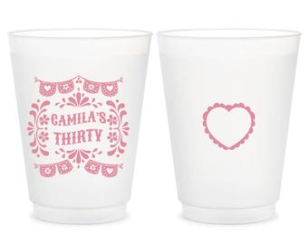 Flirty Thirty Party Frosted Cup, Thirty Birthday Frosted Cup, Fiesta Birthday Favor, Mexican Theme Party, Customized Frosted Cup Favor (462)