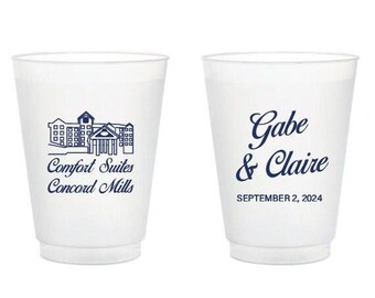 Personalized Wedding Venue Frosted Cup Favor, Custom Frosted Cup Wedding Favors, Custom Wedding Venue Plastic Cup Favors, Wedding Cups (215)
