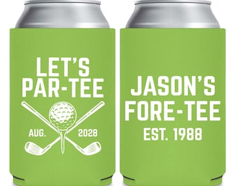 Let's Par-Tee Golf Birthday Can Coolers, Custom 40th Birthday Can Coolers, Fore-Tee Golf Birthday Can Cooler Favors, Custom Can Cooler (426)
