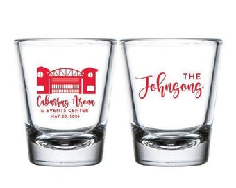 Custom Wedding Venue Illustration Shot Glasses, Shot Glasses Favors, Shot Glasses Wedding Favor, Personalized Wedding Shot Glass Favor (217)