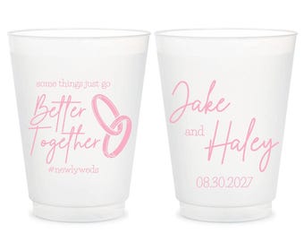 Better Together Wedding Frosted Cups, Custom Wedding Frosted Cups, Personalized Wedding Frosted Cups, Custom Frosted Cup Wedding Favor (424)