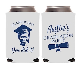 Custom Portrait Graduation Party Can Coolers, Personalized Portrait Graduation Party Can Coolers Favors, Graduation Party Beer Huggers (390)