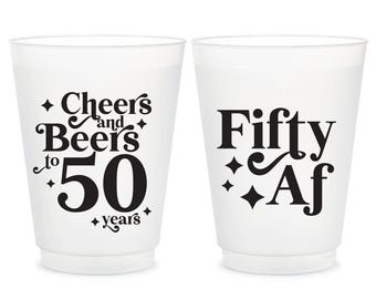 50th Birthday Frosted Cups, Personalized Birthday Frosted Cup, Frosted Cups as Birthday Favors, Custom Frosted Cups for Birthday Party