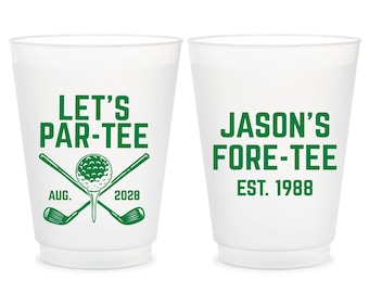 Let's Par-Tee Golf Birthday Frosted Cups, Customized 40th Birthday Frosted Cups, Fore-Tee Golf Birthday Frosted Cup, Frosted Cup Favor (426)