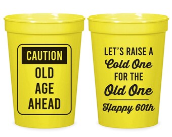 Personalized 60th Birtday Stadium Cups, Custom Stadium Cup, Birthday Stadium Cups, Stadium Cups for Guest, Party Stadium Cups as Favor (255)