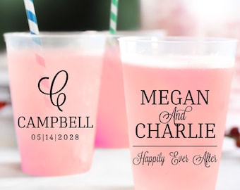 Personalized Frosted Cups Wedding Favors, Custom Wedding Favors, Personalized Plastic Cup Favors, Custom Frosted Cups Wedding Favors (412)