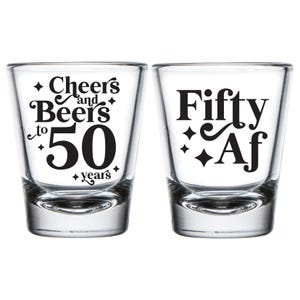 50th Birthday Shot Glasses, Personalized Birthday Shot Glasses, Shot Glasses as Birthday Favor, Custom Shot Glasses for Birthday Party