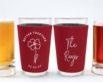 Personalized Wedding Pint Wrap, Customized Wedding Pint Glass Sleeve, Pint Sleeves, Wedding Glass Sleeves, Custom Wedding Pint Sleeves (190)