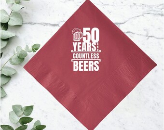 Elegant 50th Bday Napkins, Custom Printed 50th Bday Favors, Monogrammed 50th Bday Celebration Napkins, Custom 50th Bday Party Keepsakes (42)