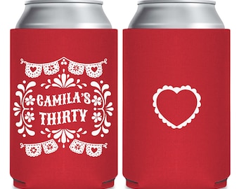 Flirty Thirty Party Can Cooler, Thirty Birthday Can Cooler, Fiesta Birthday Favor, Mexican Theme Party, Personalized Can Cooler Favors (462)