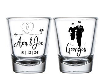 Pilot Theme Wedding Shot Glasses Favor, Personalized Pilot Wedding Shot Glasses Favor, Custom Wedding Shot Glasses as Favors for Guest (263)