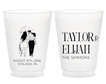 Personalized Portrait Wedding Frosted Cups, Custom Frosted Cup Wedding Favors, Customized Wedding Favor, Frosted Cup for Wedding Favor (429)