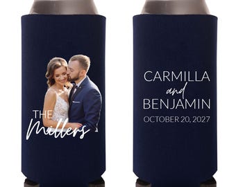 Personalized Full Color Wedding Slim Can Cooler Favors, Customized Wedding Photo Slim Can Coolers Favors, Custom Photo Slim Can Cooler (409)