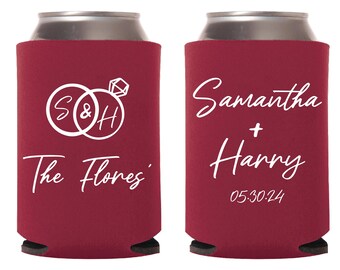 Personalized Wedding Can Coolers, Can Coolers as Favors, Customized Can Coolers as Favors for Weddings, Custom Beer Huggers as Favors (312)