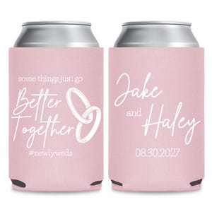 Better Together Can Coolers, Customized Wedding Can Cooler, Personalized Stubby Holder, Cooler Wedding Favor, Beer Hugger, Beer Holder (424)