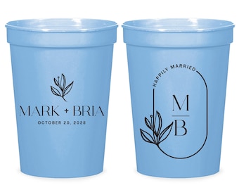 Happy Married Wedding Stadium Cups, Happily Married Wedding Plastic Cups, 16oz Stadium Cups, 22oz Stadium Cups, Custom Wedding Favors (172)