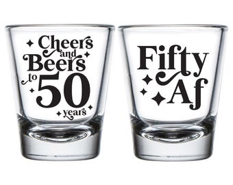 50th Birthday Shot Glasses, Personalized Birthday Shot Glasses, Shot Glasses as Birthday Favor, Custom Shot Glasses for Birthday Party