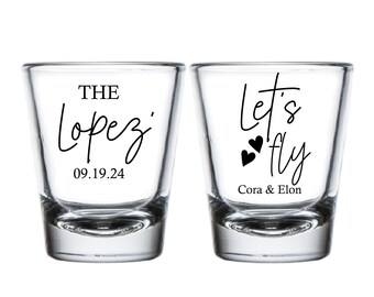 Let's Fly Personalized Wedding Shot Glasses, Shot Glasses for Party, Wedding Shot Glasses, Personalized Wedding Shot Glasses as Favor (297)