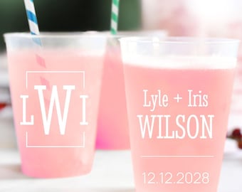 Custom Frosted Cups Wedding Favors, Custom Plastic Cups Wedding Favors, 8oz Frosted Cups, 12oz Frosted Wedding Cups, 16oz Cup Favors (180)