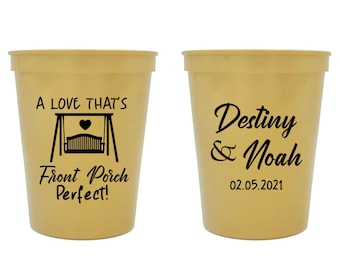 Front Porch Perfect Wedding Stadium Cups, Stadium Cups as Wedding Favors, Stadium Cups for Weddings, Personalized Wedding Stadium Cups (137)