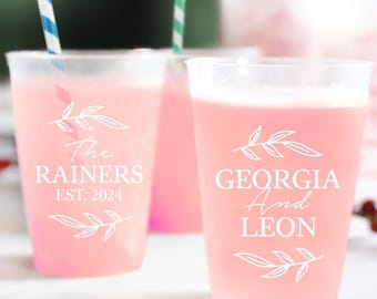 Personalized Wedding Frosted Cups, Custom Wedding Plastic Cups Favors, Custom Frosted Cups Wedding Favors, Wedding Plastic Cups Favors (373)