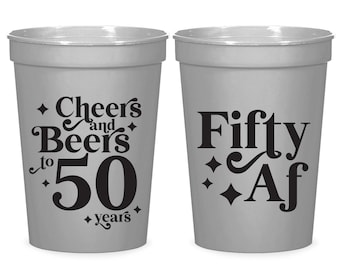 50th Birthday Stadium Cups, Personalized Birthday Stadium Cup, Stadium Cups as Birthday Favors, Custom Stadium Cups for Birthday Party