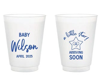 Custom Baby Shower Frosted Cups, Personalized Baby Shower Plastic Cup Favors, Baby Shower Frosted Cup, Personalized Frosted Cups Favor (370)