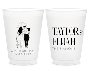Personalized Portrait Wedding Frosted Cups, Custom Frosted Cup Wedding Favors, Customized Wedding Favor, Frosted Cup for Wedding Favor (429)