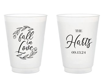 Fall In Love Custom Frosted Cups, Custom Wedding Frosted Cups, Personalized Wedding Frosted Cup, Custom Wedding Frosted Cups as Favors (294)