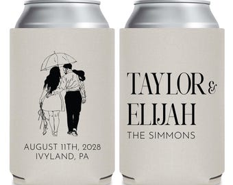 Personalized Portrait Wedding Can Coolers, Custom Can Cooler Wedding Favors, Customized Wedding Favors, Can Coolers for Wedding Favors (429)