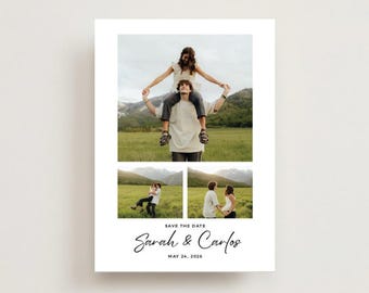 Collage Save The Date Magnet, Three Photo Magnet, Custom Photo Magnet, Minimalist Magnet Favor, Modern Wedding Magnet, Engagement Magnet (2)