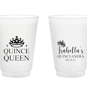 Custom Quinceañera Frosted Cup Favors, Quinceañera Party Plastic Cups, Personalized Quinceañera Frosted Cups, Quinceañera Frosted Cups (318)